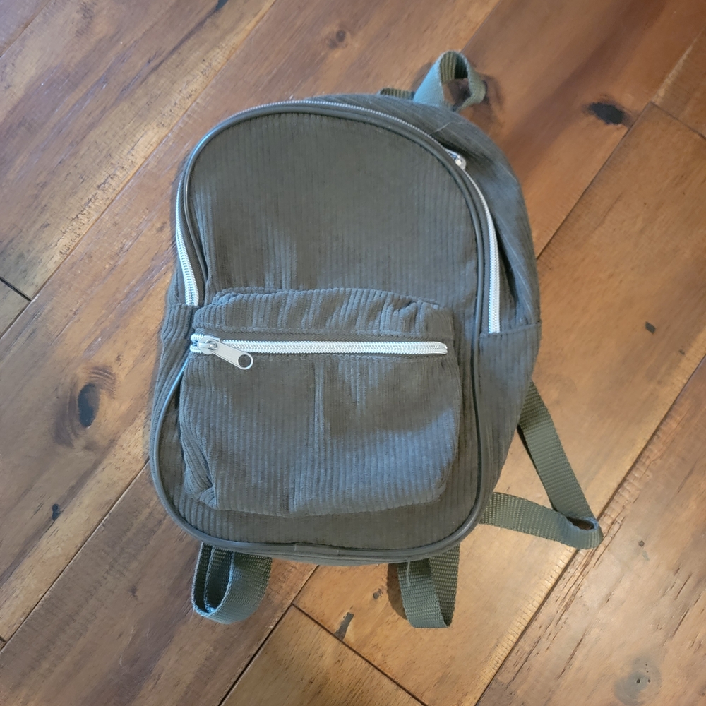 Corduroy Backpack in Olive Green